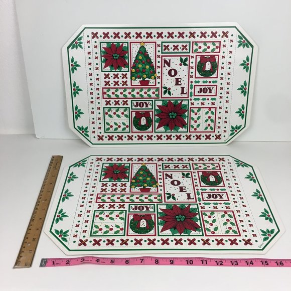 Vtg Lot of 7 Christmas Holiday Winter Vinyl Placemats Kitchen Dinner Dining READ - Picture 8 of 9